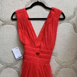 ASOS DESIGN Plunge Tiered Grecian tuelle maxi dress - Red - Never Worn